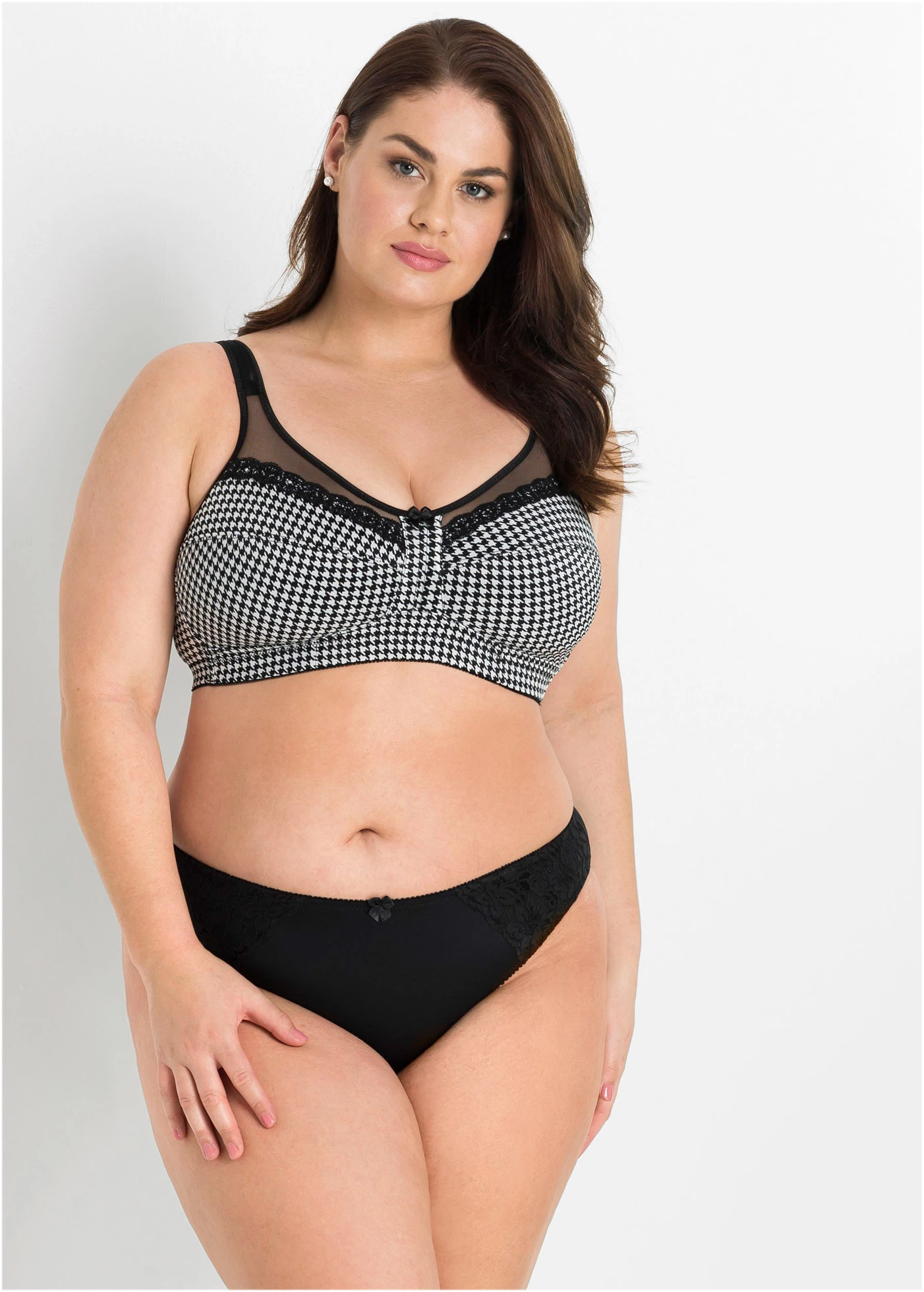 Steun bh zonder beugels met gewatteerde schouderbandjes • zwart/wit gedessineerd plus size • bonprix online shop