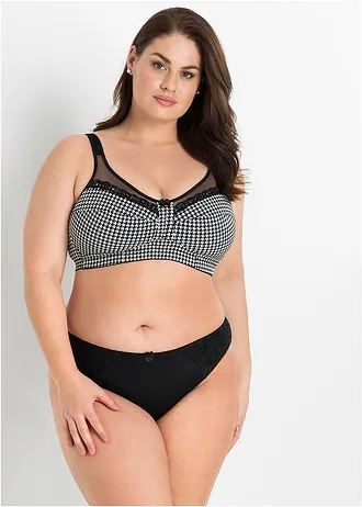 Steun bh zonder beugels met gewatteerde schouderbandjes • zwart/wit gedessineerd plus size • bonprix online shop