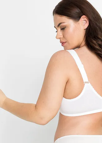 Sutien fără armătură cu bumbac organic (set/2 buc.), culoare: alb