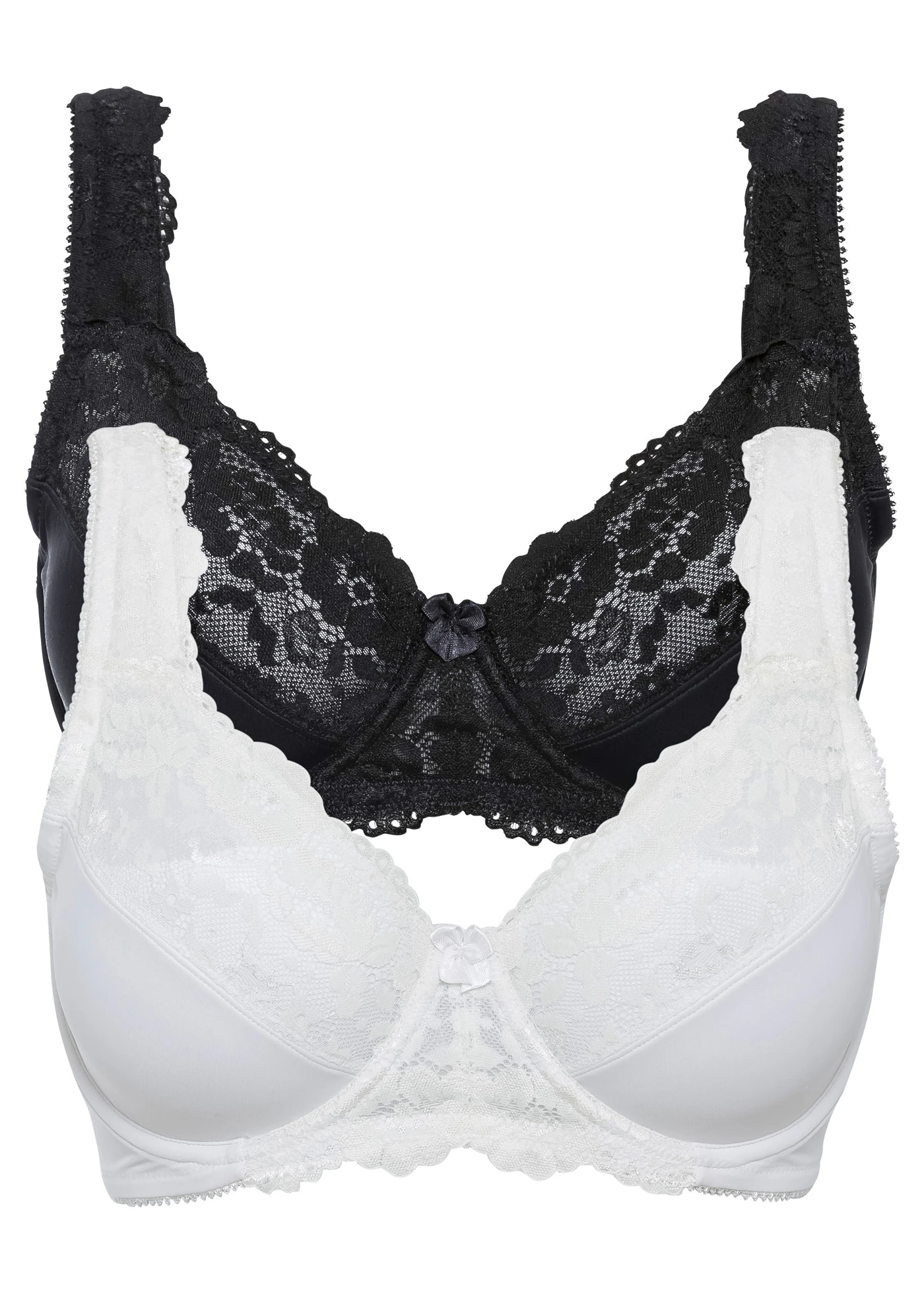 Zmenšovací podprsenka s polstrovanými ramínky (2 ks v balení) • černá + ecru • bonprix obchod