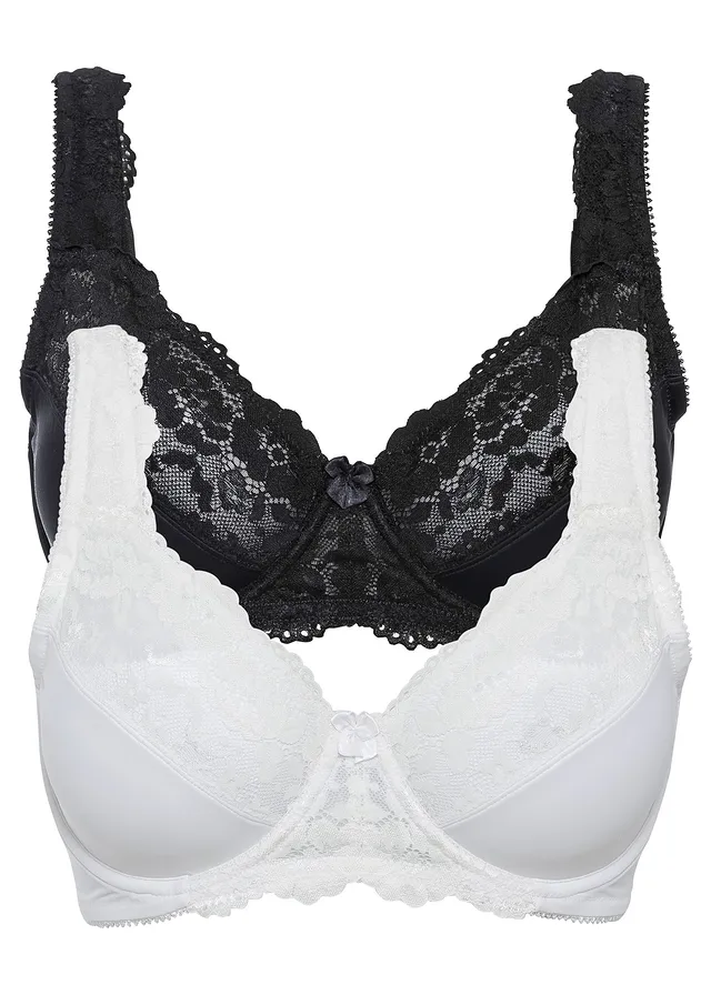 Zmenšovací podprsenka (2 ks v balení) • černá + ecru • bonprix obchod