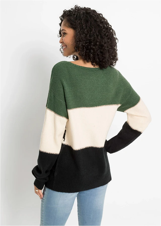 Oversized trui • zwart-lichtgroen-crème luipaardprint • product-page.page-title-suffix