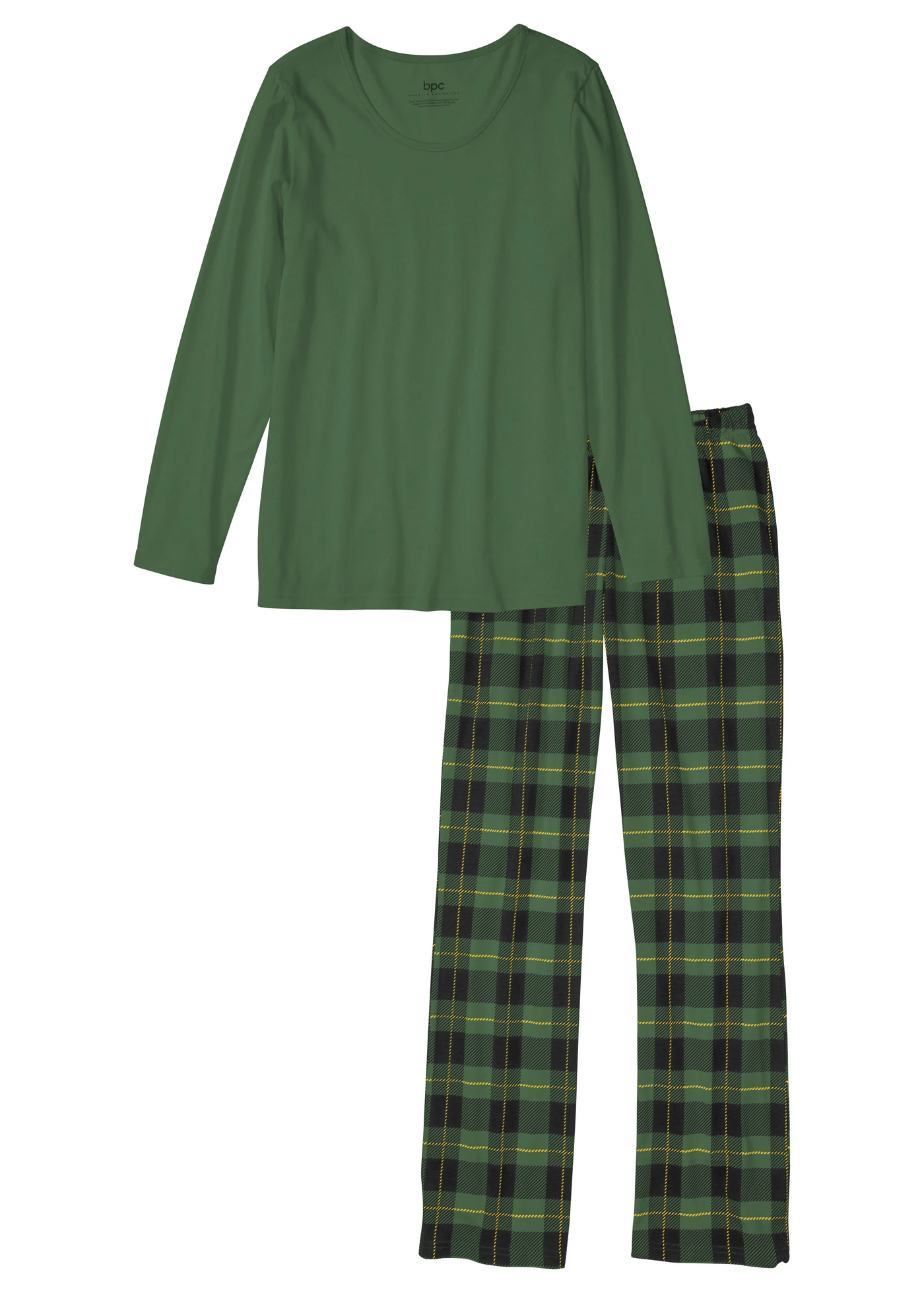 Pijama din bumbac organic 100% • verde-pin cadrilat • magazin bonprix