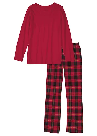 Pijama din bumbac organic 100% • roșu-amurg cadrilat • magazin bonprix