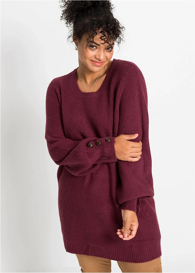 Pull long à boutons, Couleur: rhododendron