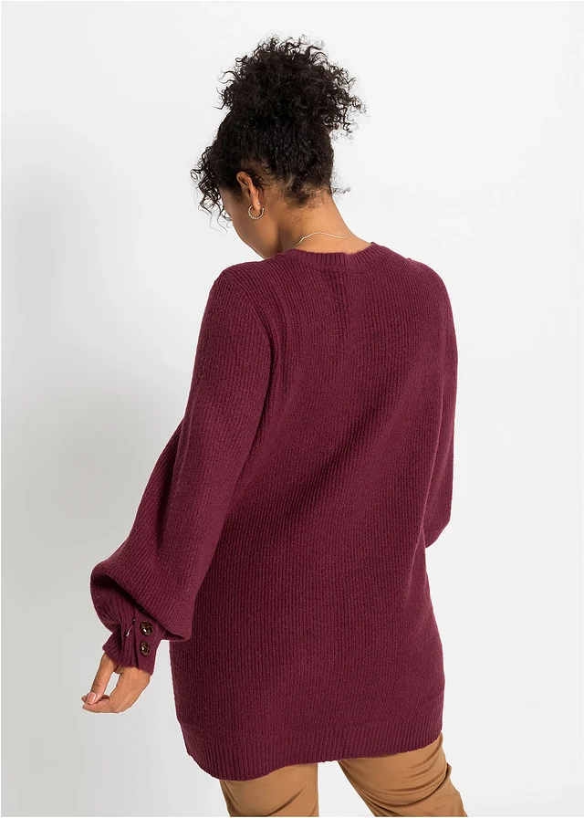 Pull long à boutons, Couleur: rhododendron