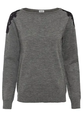 Svetr z jemného úpletu, barva: šedý melír