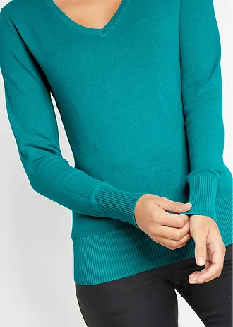 Sweter z cienkiej dzianiny • zielony morski • sklep bonprix