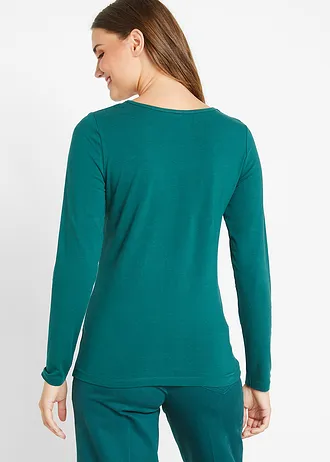 Longsleeve met ronde hals, Kleur: petrol