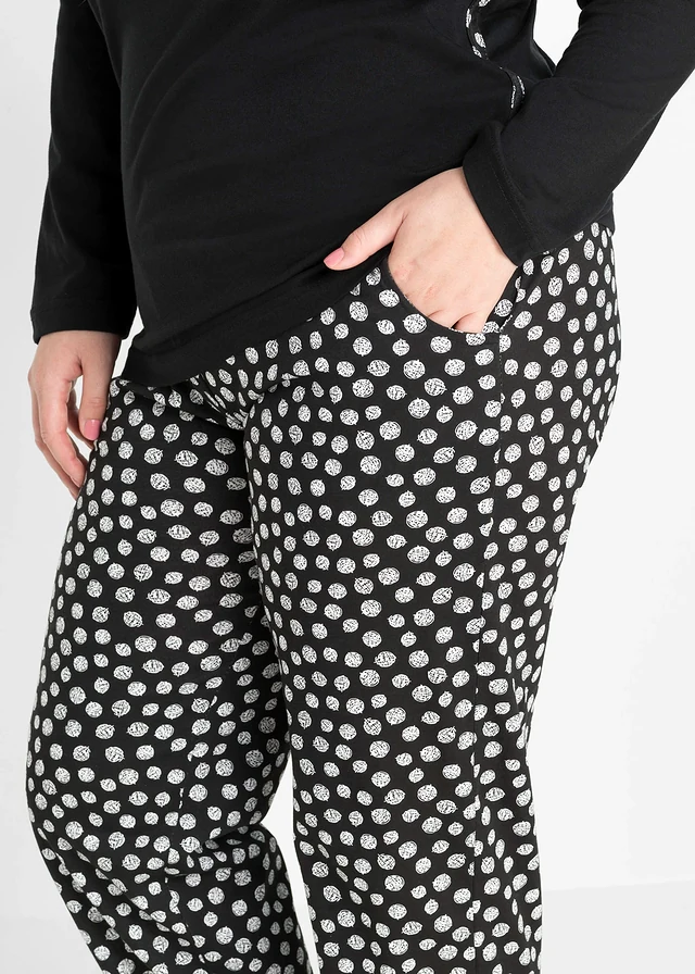 Pyjama 100% coton, Couleur: noir-blanc imprimé