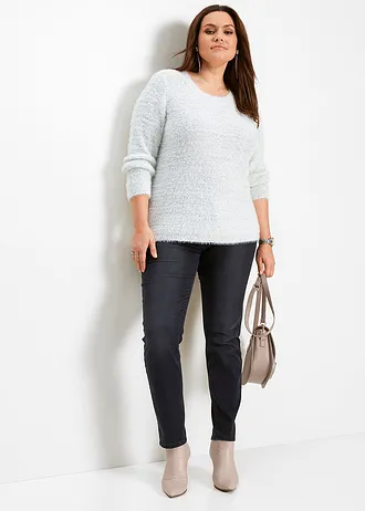 Skinny džíny Mid Waist, s podílem streče, barva: černý denim