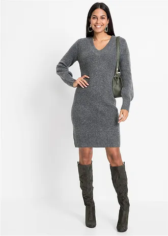 Robe en maille, Couleur: anthracite chiné