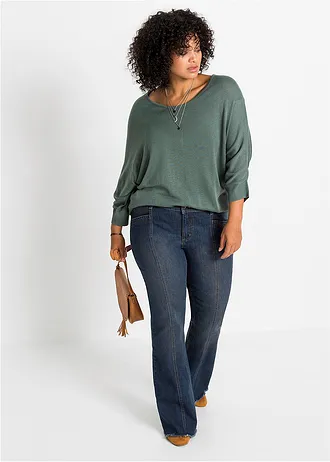 Svetr z jemné pleteniny, s 3/4 rukávem • černá plus size • bonprix obchod