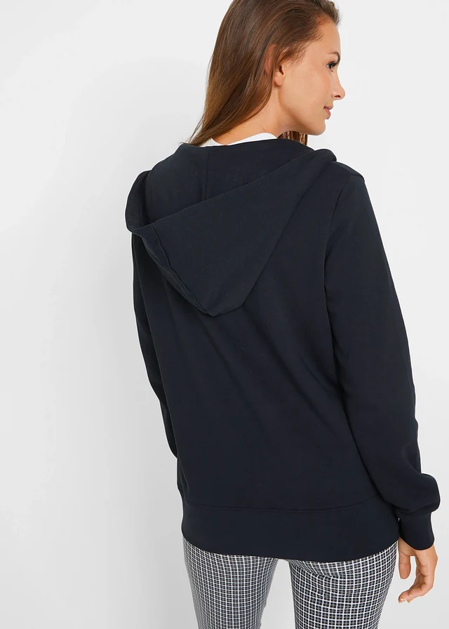 Sweatvest met capuchon, Kleur: zwart