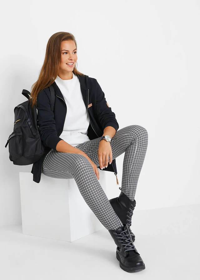 Sweat zippé à capuche, 100% coton, Couleur: noir