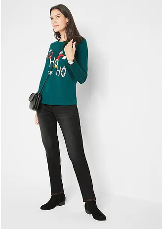 Thermojeans met push-up effect en comfortband, straight • zwart denim • bonprix online shop