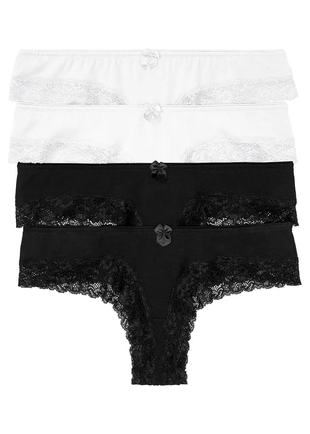 Brazilské kalhotky (4 ks v balení) • černá + bílá • bonprix obchod