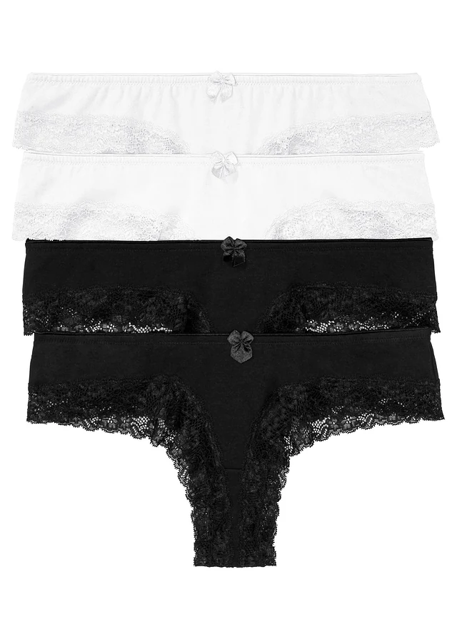 Lot de 4 slips brésiliens, Couleur: noir + blanc