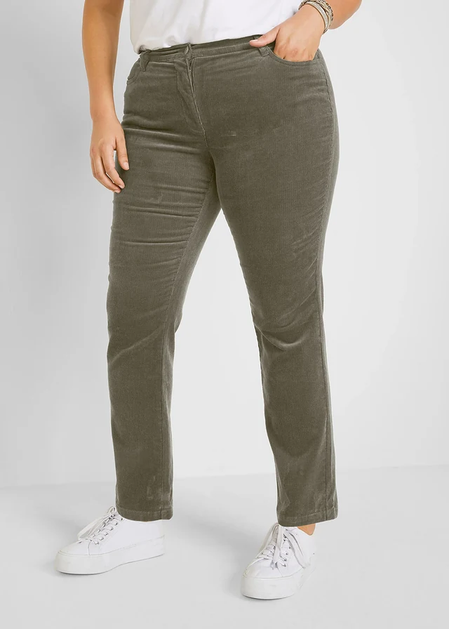 Stretch corduroy broek, Kleur: olijfgroen