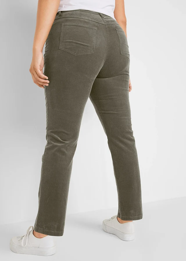Stretch corduroy broek, Kleur: olijfgroen