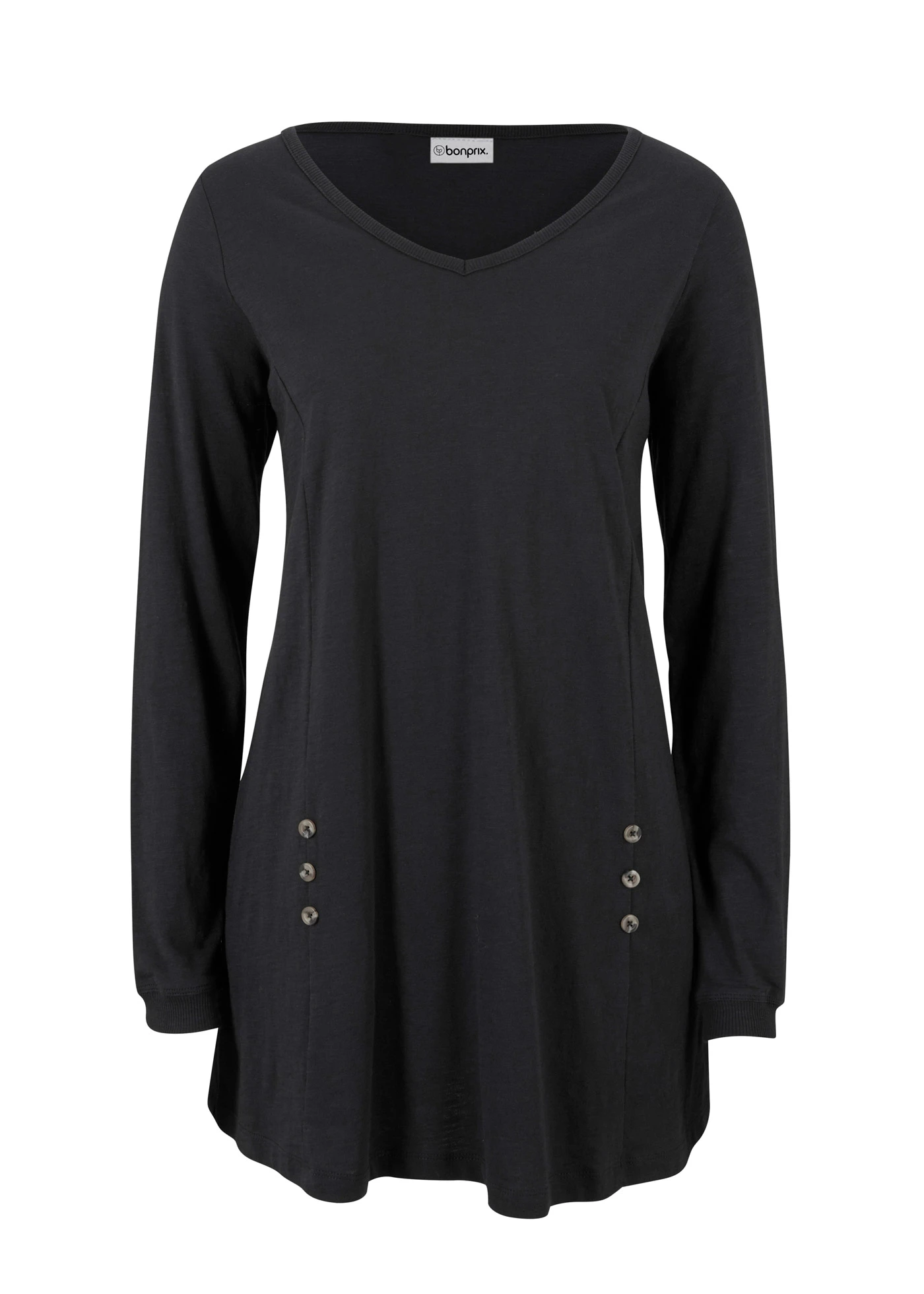 Długa bluzka z czystej bawełny • czarny • sklep bonprix