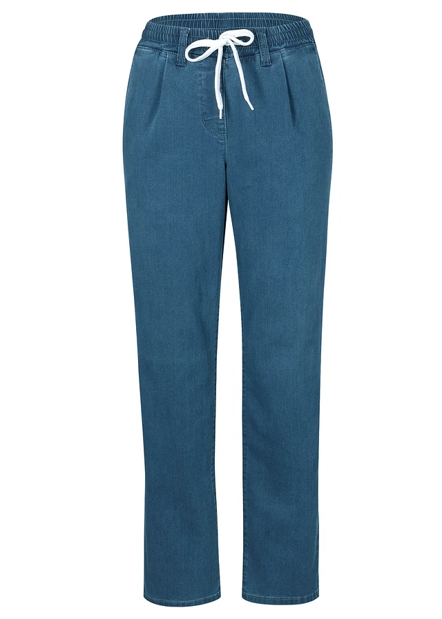 Jean chaud à empiècement taille confortable, Couleur: bleu denim