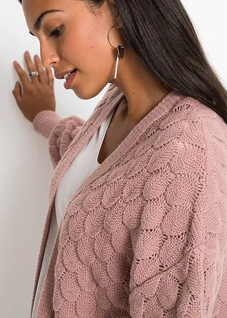 Pletený ažurový kabátek • růžovohnědá • bonprix obchod