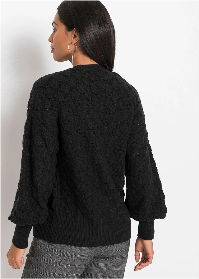 Ajour vest, Kleur: zwart