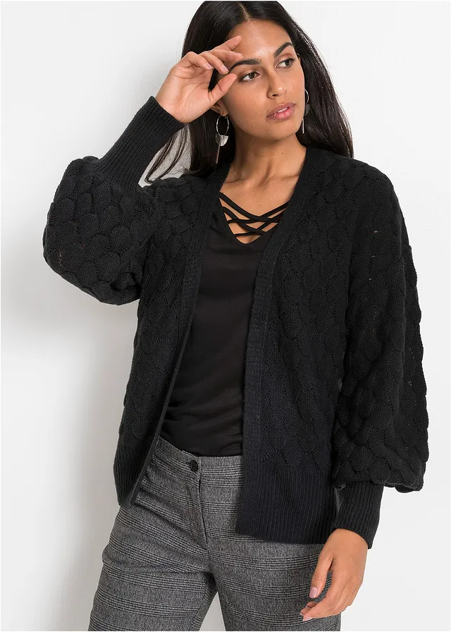 Gilet en maille ajouré, Couleur: noir