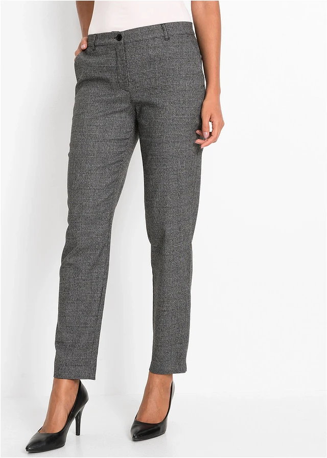 Pantalon chino à carreaux, Couleur: noir/blanc carreaux