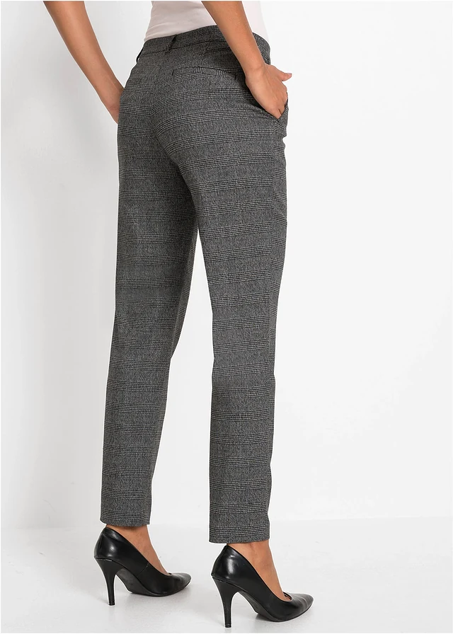 Pantalon chino à carreaux, Couleur: noir/blanc carreaux