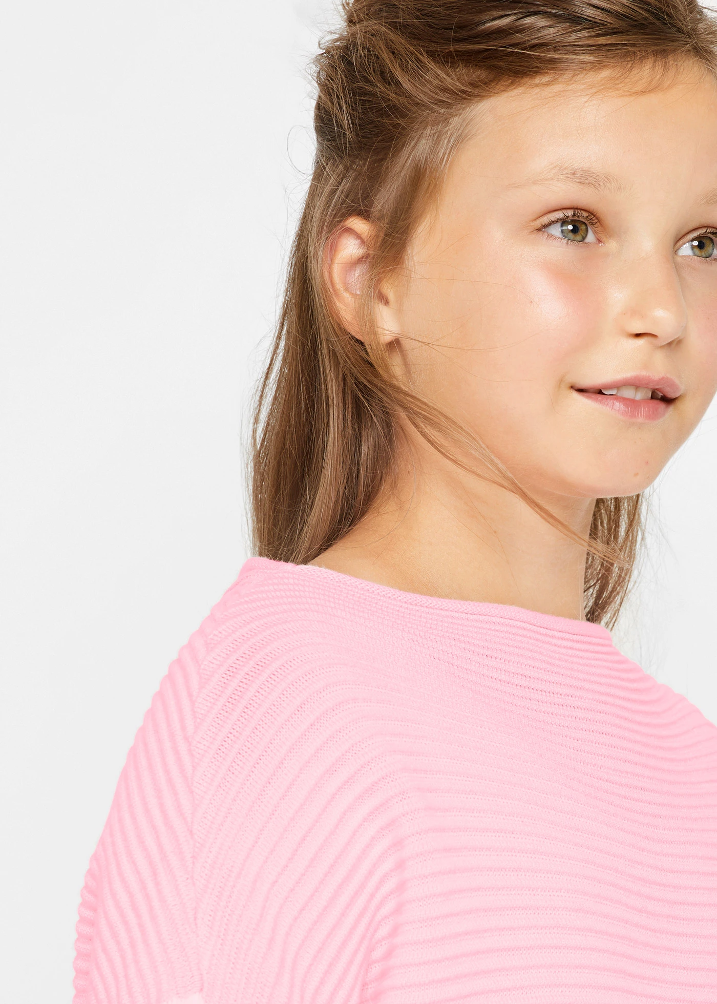 Dlouhý svetr • pudrově růžová - světle krémová - šedá s proužky • bonprix obchod