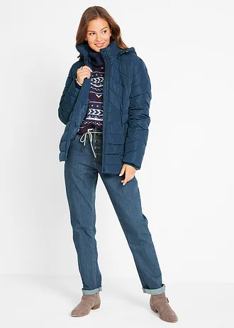 Lichte, gewatteerde jas met afneembare capuchon, Kleur: donkerblauw