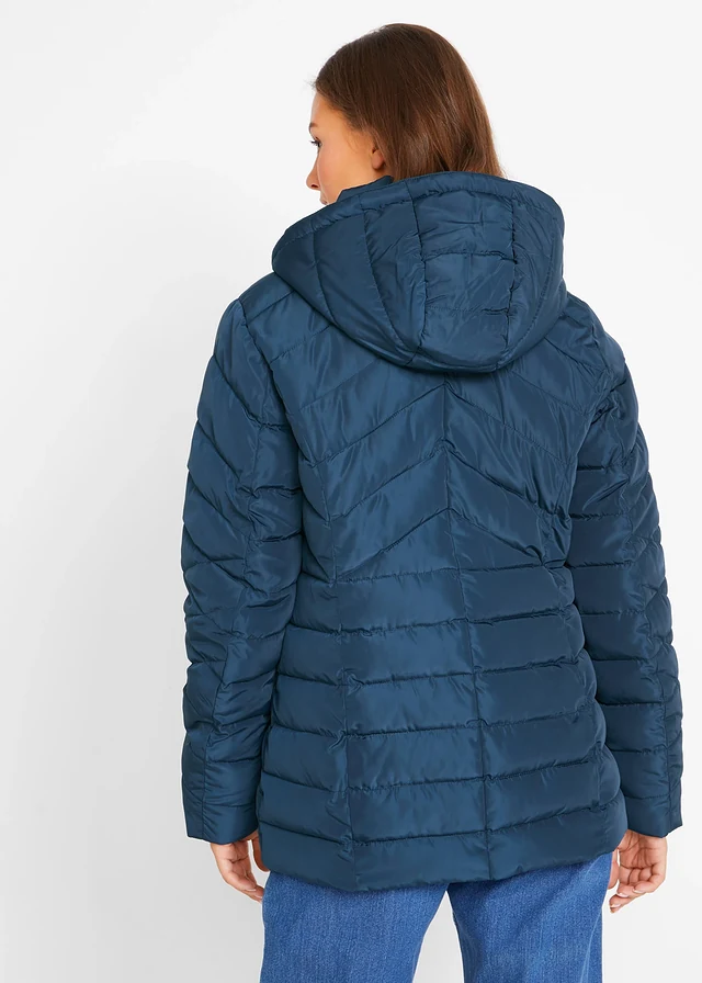 Lichte, gewatteerde jas met afneembare capuchon, Kleur: donkerblauw