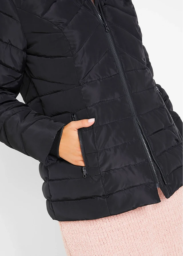 Lichte, gewatteerde jas met afneembare capuchon • zwart • product-page.page-title-suffix