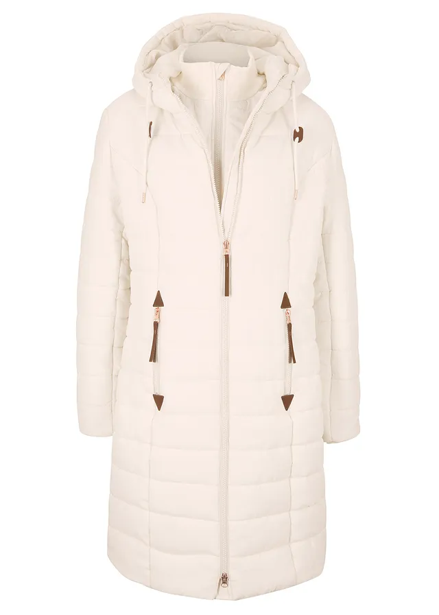 Prošívaný kabát, vzhled 2 v 1 • přírodně béžová • bonprix obchod