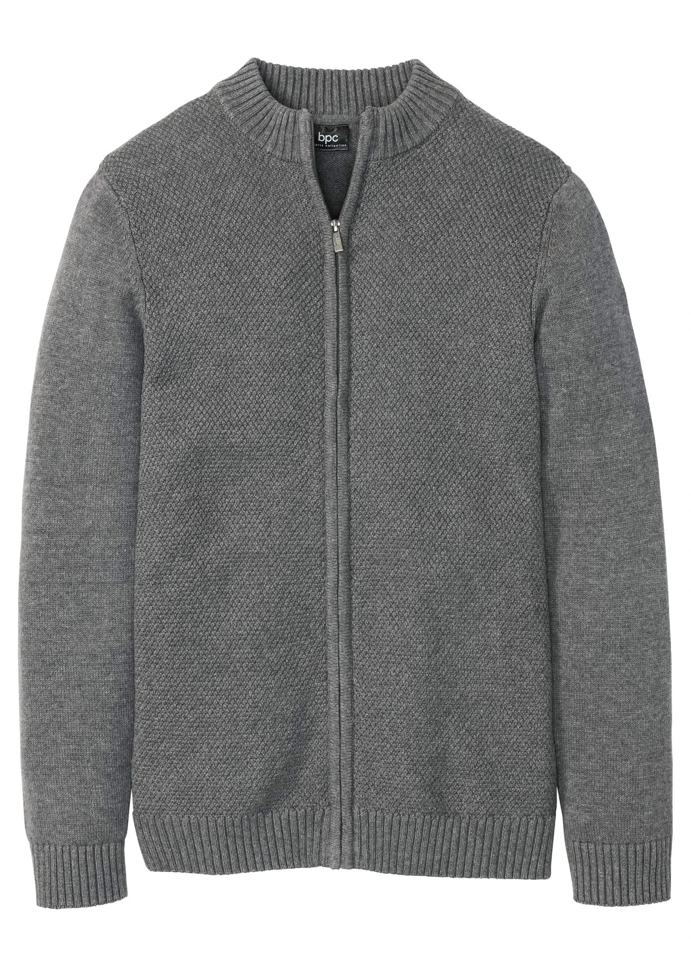 Rozepínací svetr z jemné pleteniny z čisté bavlny • šedý melír • bonprix obchod