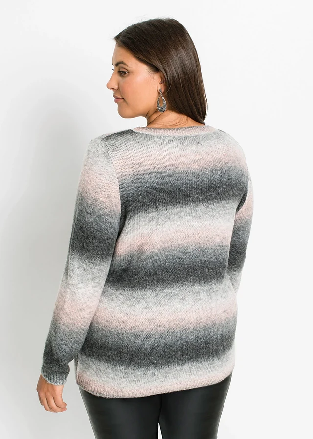 Pull à dégradé de couleur, Couleur: rose / anthracite