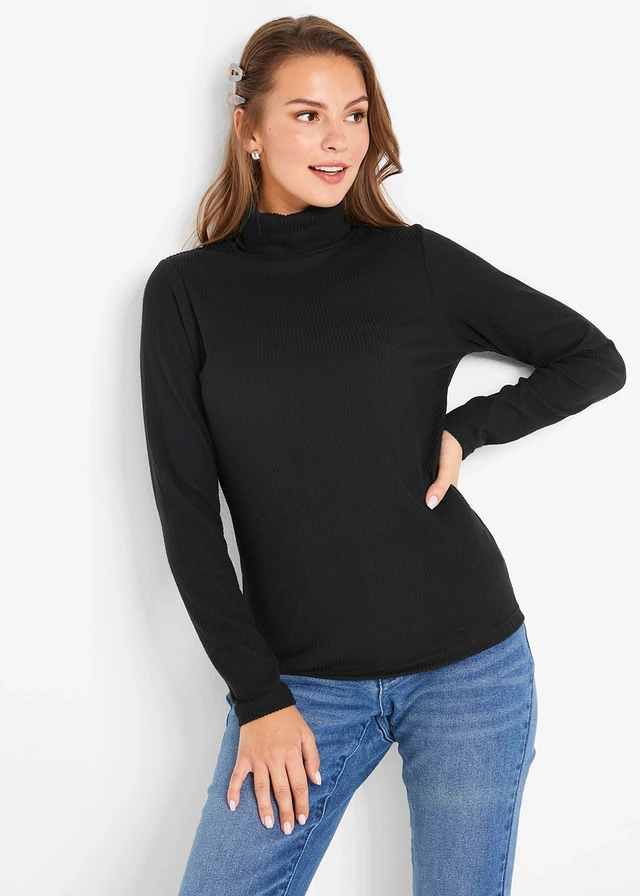 Pull chaud à col roulé, Couleur: noir