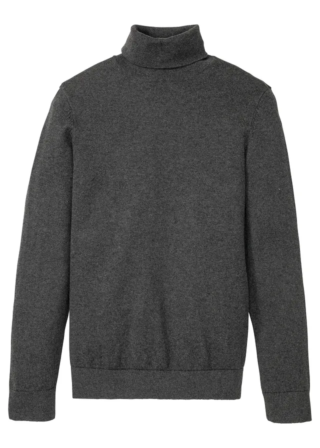 Svetr s rolákovým límcem a kašmírem • tmavě šedý melír • bonprix obchod