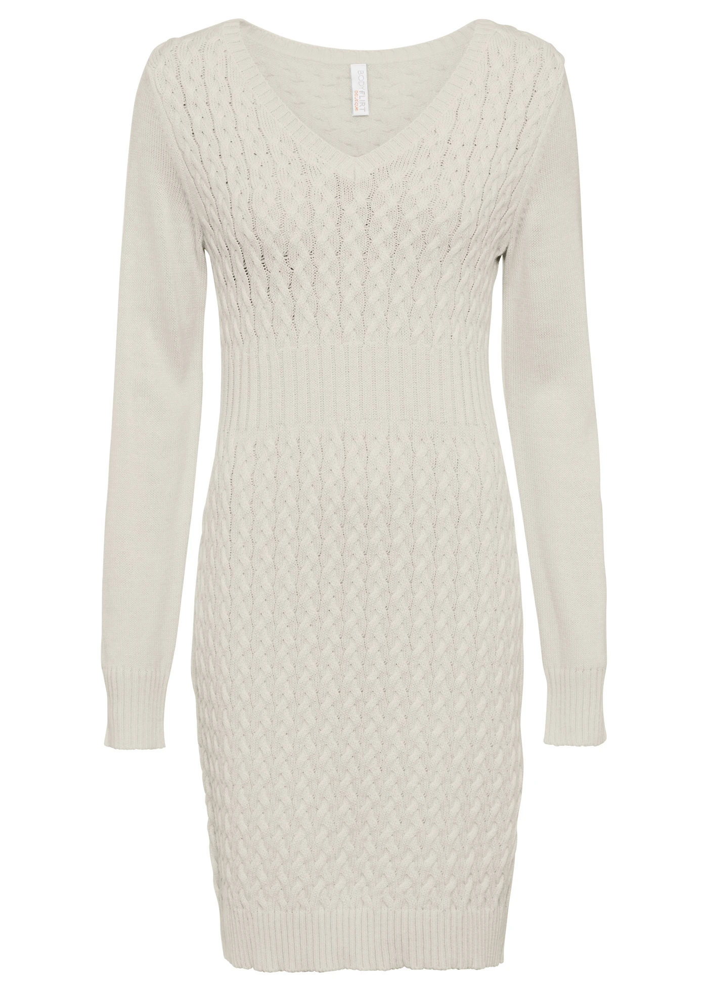Pletené šaty s copánkovým vzorem • světle krémová • bonprix obchod