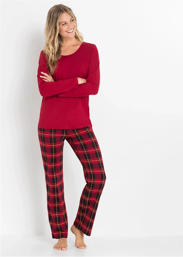 Pyjama en pur coton • rouge foncé carreaux • product-page.page-title-suffix