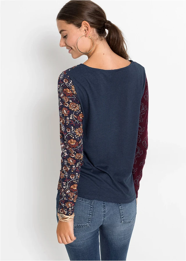 T-shirt à boutons, Couleur: bleu foncé