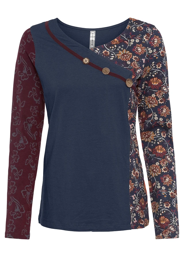 T-shirt à boutons, Couleur: bleu foncé