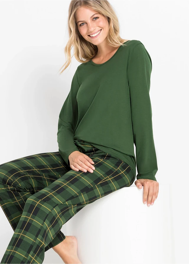 Pyjama (2-dlg.) • sparrengroen geruit • product-page.page-title-suffix