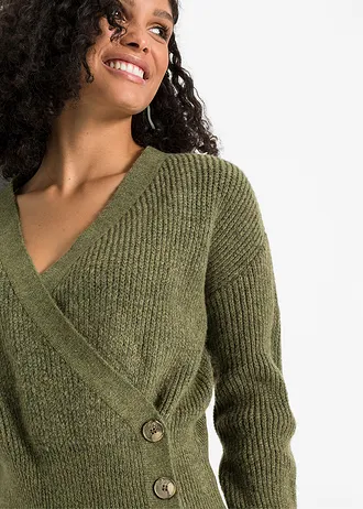 Pulover oversize cu aspect petrecut • oliv melanj • magazin bonprix