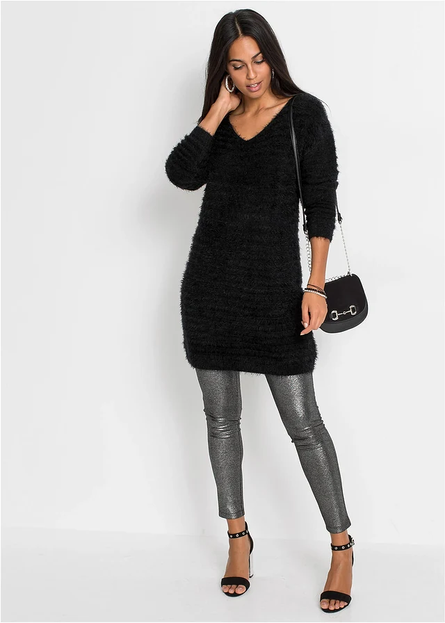 Pull long duveteux, Couleur: noir