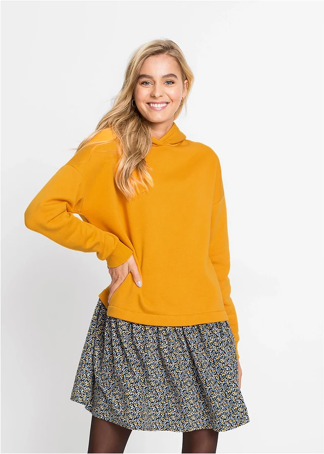 Robe sweat 2en1, Couleur: jaune orangé/bleu