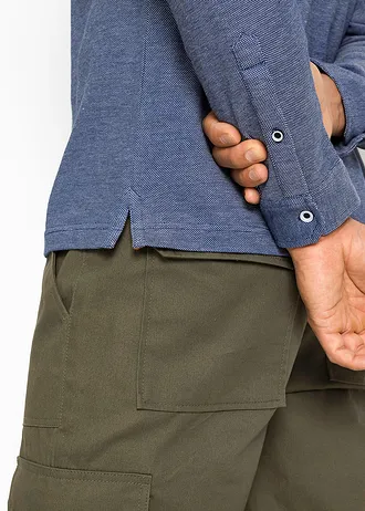 Pólo triko z piké, dlouhý rukáv • modrý melír • bonprix obchod