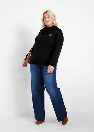 Svetr z jemného úpletu, se širokým límcem, barva: černá